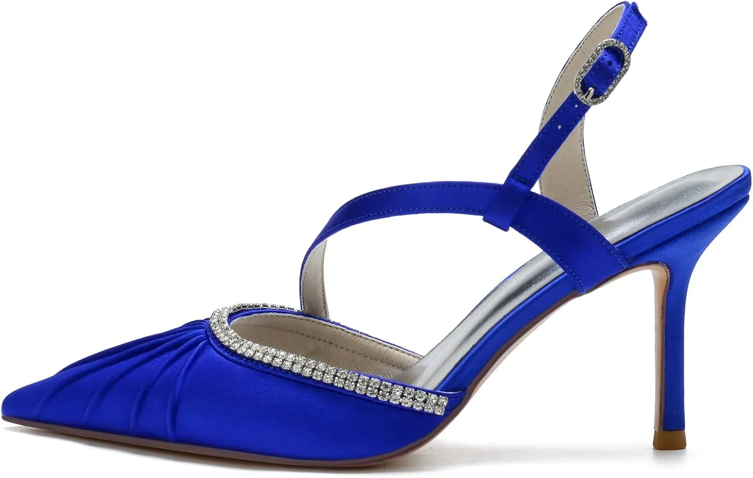 ADMLZQQ Women's High Heel Ankle Strap Heels Pleated Satin Dress Pumps Evening Prom Wedding Shoes
