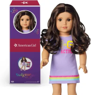American Girl Truly Me 18-inch Doll #121 with Brown Eyes, Dark-Brown Hair, Lt-to-Med Skin, T-shirt Dress, For Ages 6 