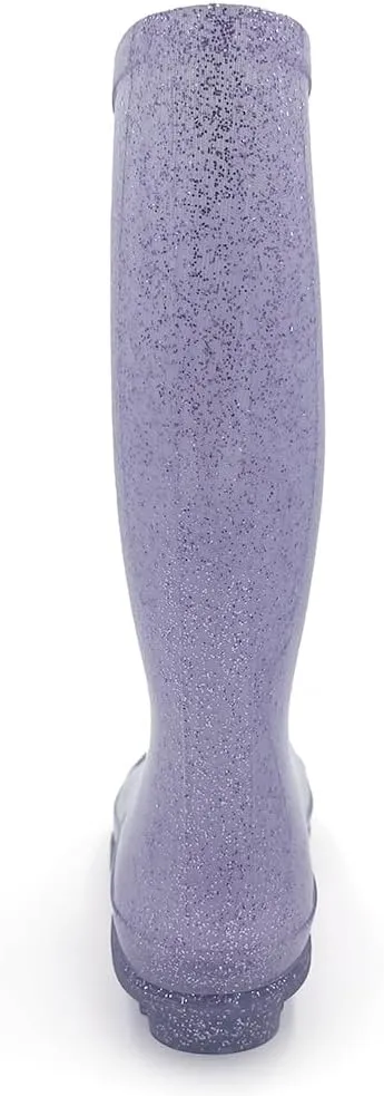 Amoji Gril Glitter Easy On Rain Boots Rubber Waterproof Boots (Little Kid/Big Kid)
