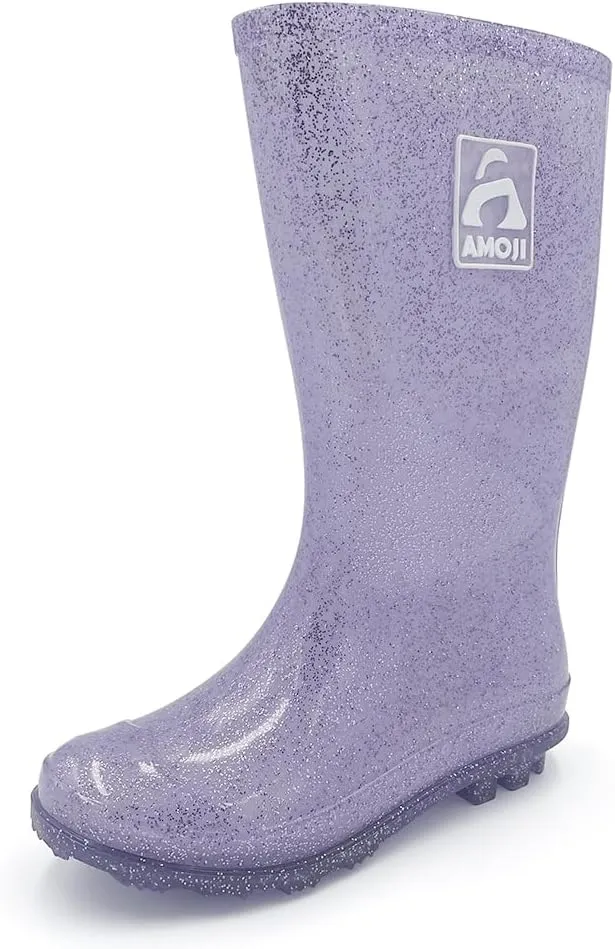 Amoji Gril Glitter Easy On Rain Boots Rubber Waterproof Boots (Little Kid/Big Kid)