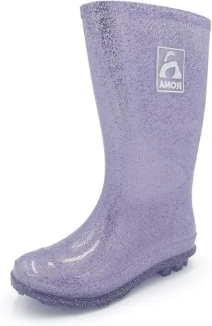 Amoji Gril Glitter Easy On Rain Boots Rubber Waterproof Boots (Little Kid/Big Kid)