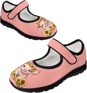 Animals Print Mary Jane Sneakers Women's Walking Shoes Stylish Lady Breathable Adjustable Working Flat Shoes