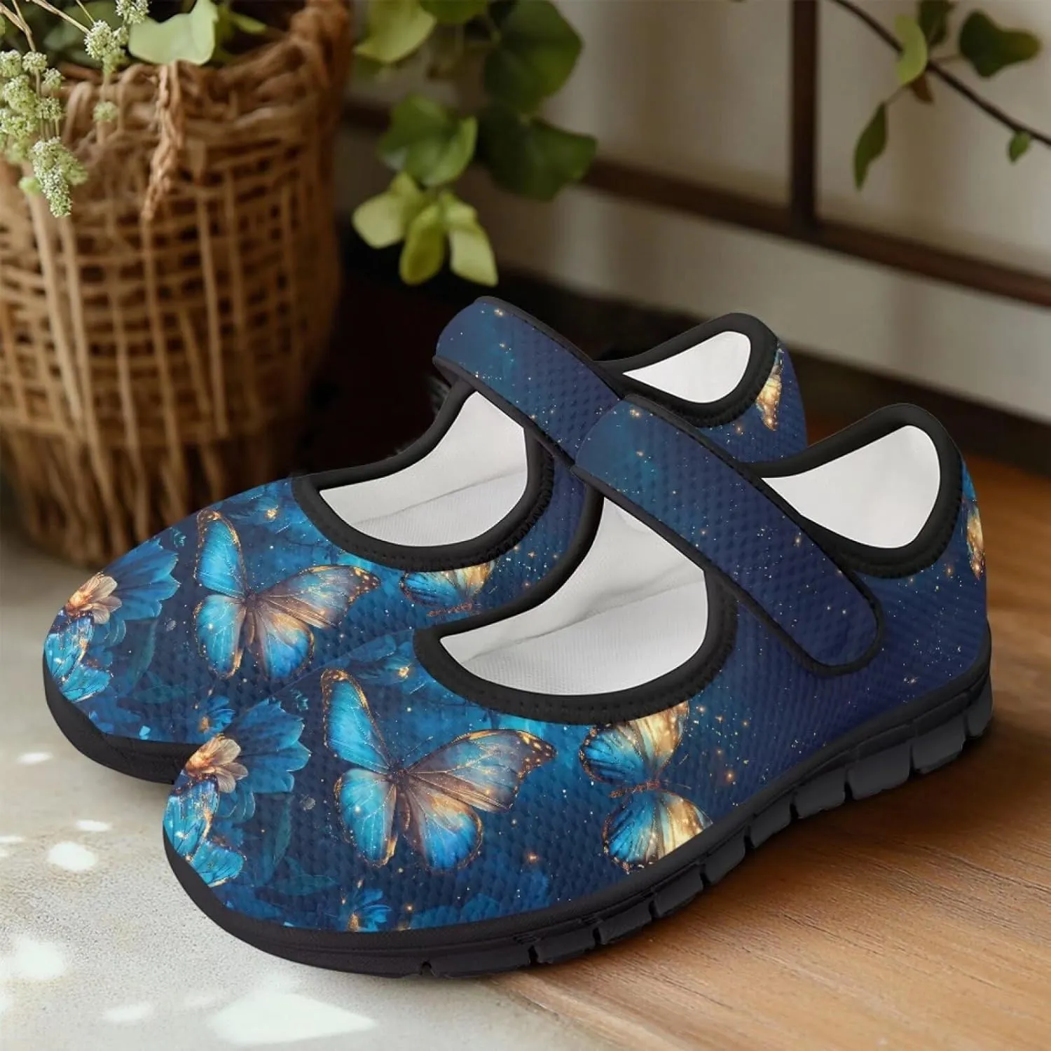 Animals Print Mary Jane Sneakers Women's Walking Shoes Stylish Lady Breathable Adjustable Working Flat Shoes