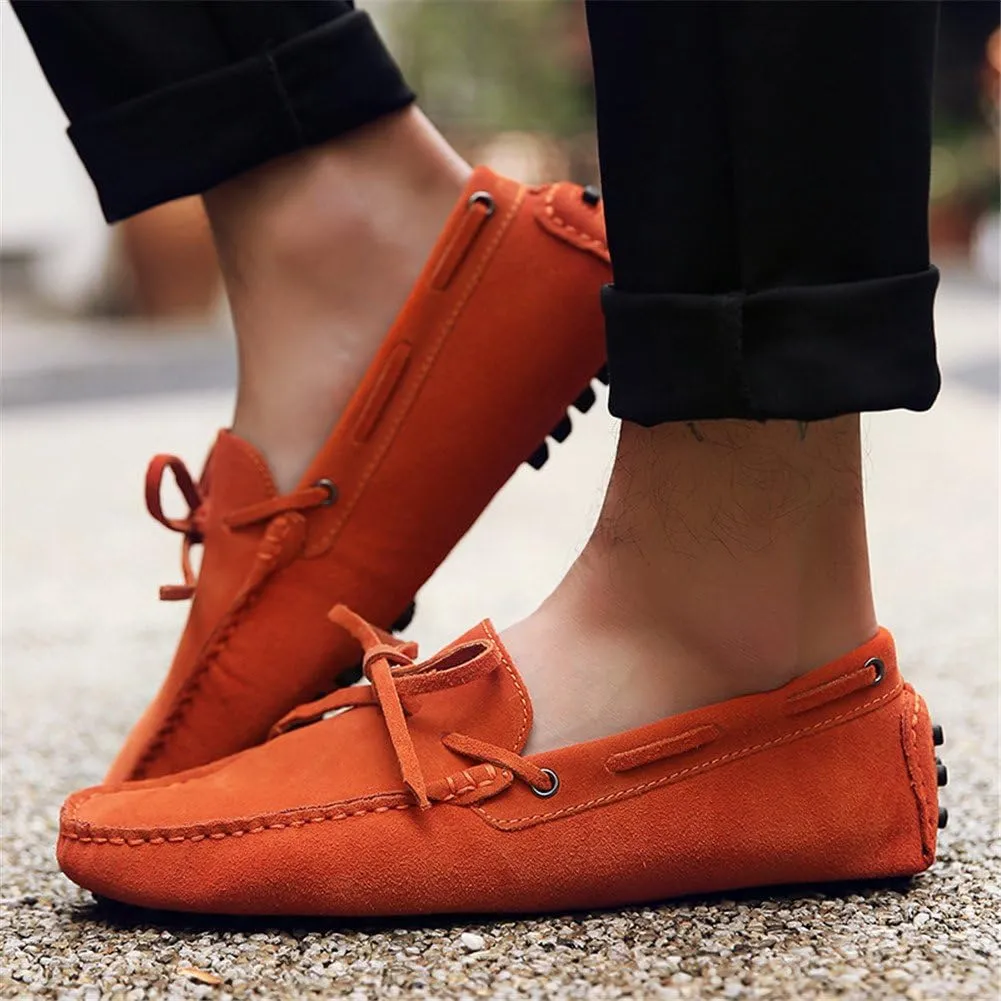 ANUFER Men's Soft Suede Leather Driving Loafers Shoes Bowtie Moccasin Slippers Big Size