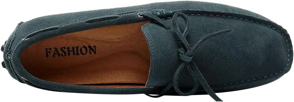 ANUFER Men's Soft Suede Leather Driving Loafers Shoes Bowtie Moccasin Slippers Big Size