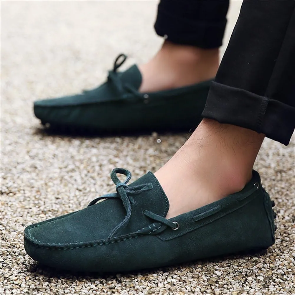 ANUFER Men's Soft Suede Leather Driving Loafers Shoes Bowtie Moccasin Slippers Big Size