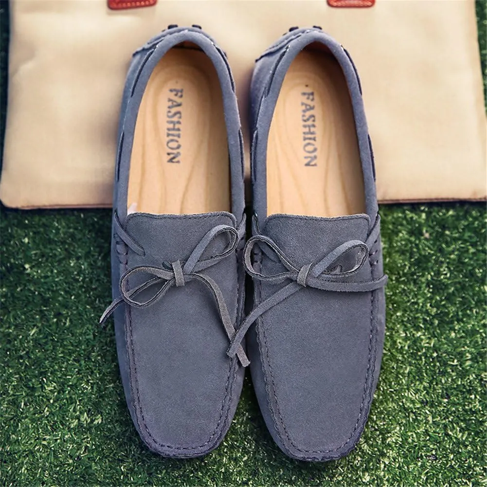 ANUFER Men's Soft Suede Leather Driving Loafers Shoes Bowtie Moccasin Slippers Big Size