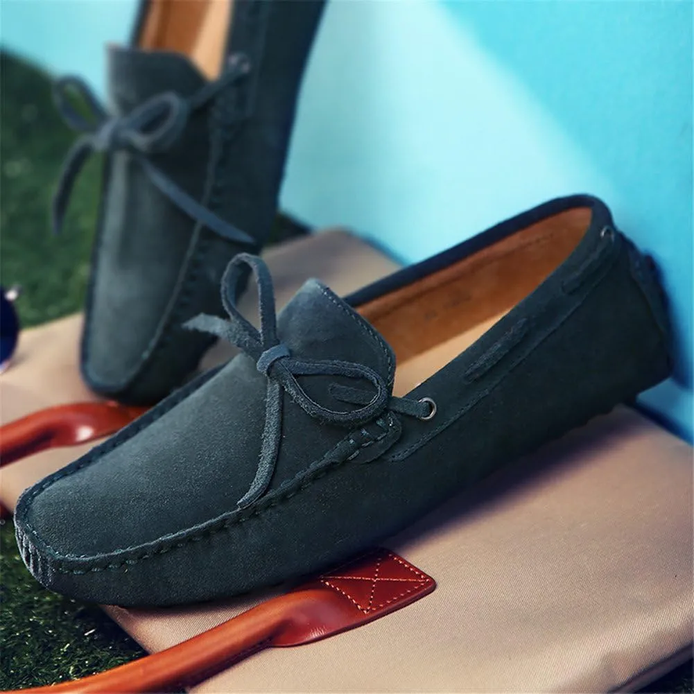 ANUFER Men's Soft Suede Leather Driving Loafers Shoes Bowtie Moccasin Slippers Big Size
