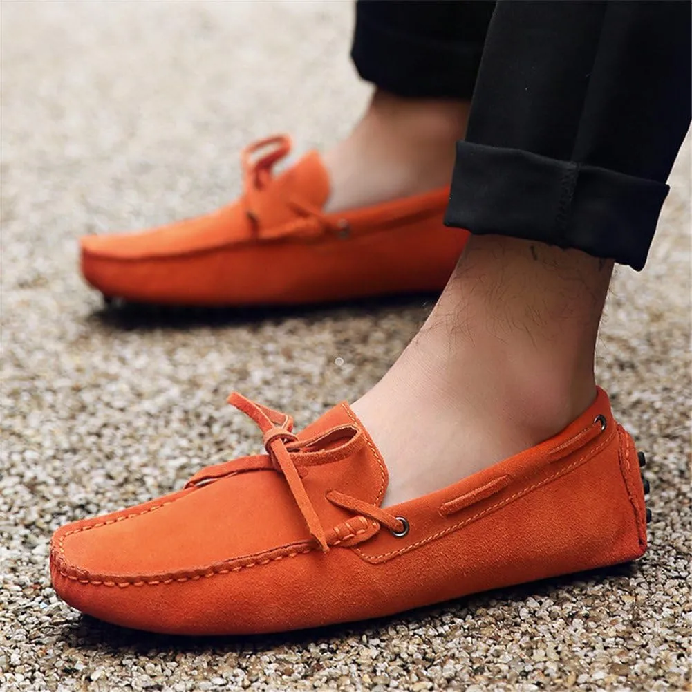 ANUFER Men's Soft Suede Leather Driving Loafers Shoes Bowtie Moccasin Slippers Big Size