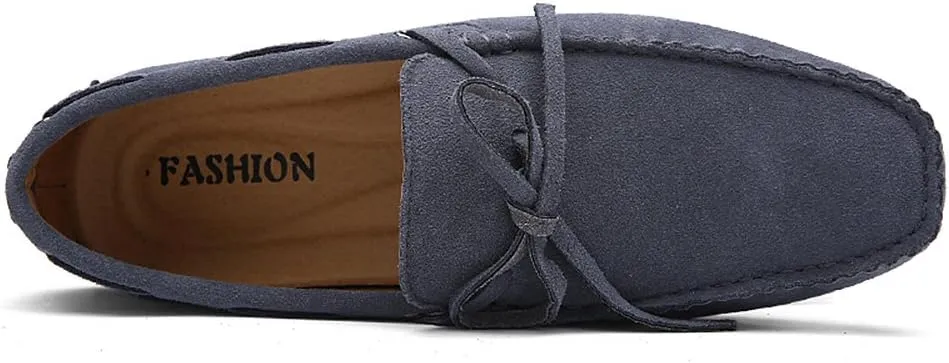 ANUFER Men's Soft Suede Leather Driving Loafers Shoes Bowtie Moccasin Slippers Big Size