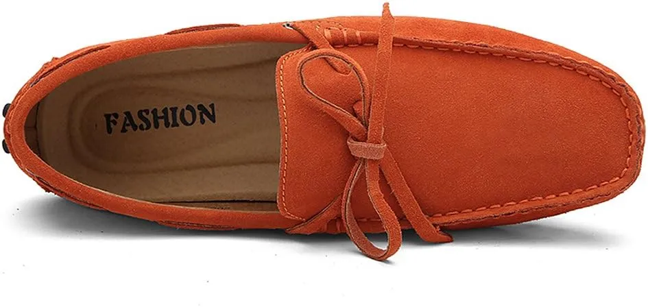 ANUFER Men's Soft Suede Leather Driving Loafers Shoes Bowtie Moccasin Slippers Big Size