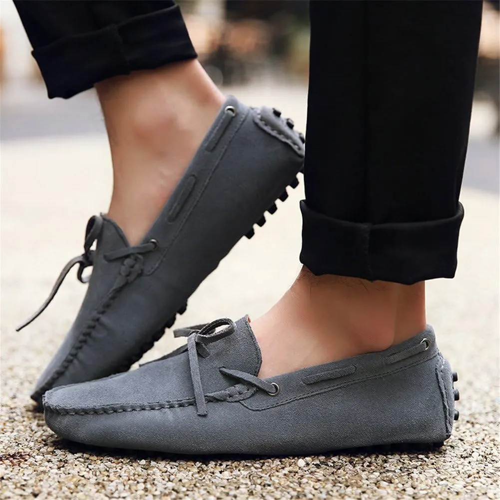 ANUFER Men's Soft Suede Leather Driving Loafers Shoes Bowtie Moccasin Slippers Big Size