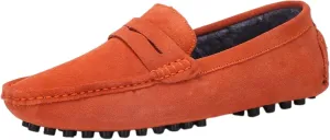 ANUFER Men's Suede Leather Penny Loafers Comfort Driving Shoes Moccasin Slippers