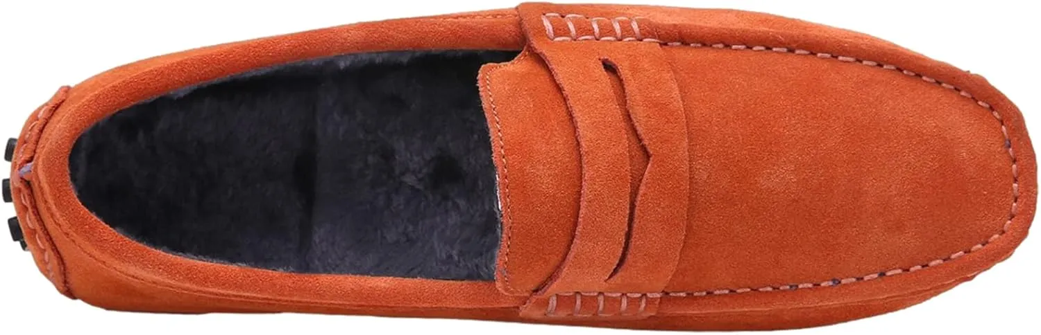 ANUFER Men's Suede Leather Penny Loafers Comfort Driving Shoes Moccasin Slippers