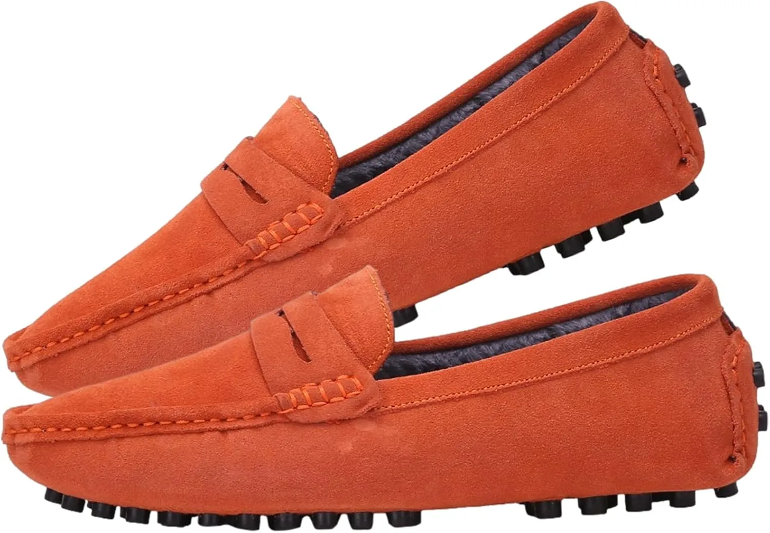 ANUFER Men's Suede Leather Penny Loafers Comfort Driving Shoes Moccasin Slippers