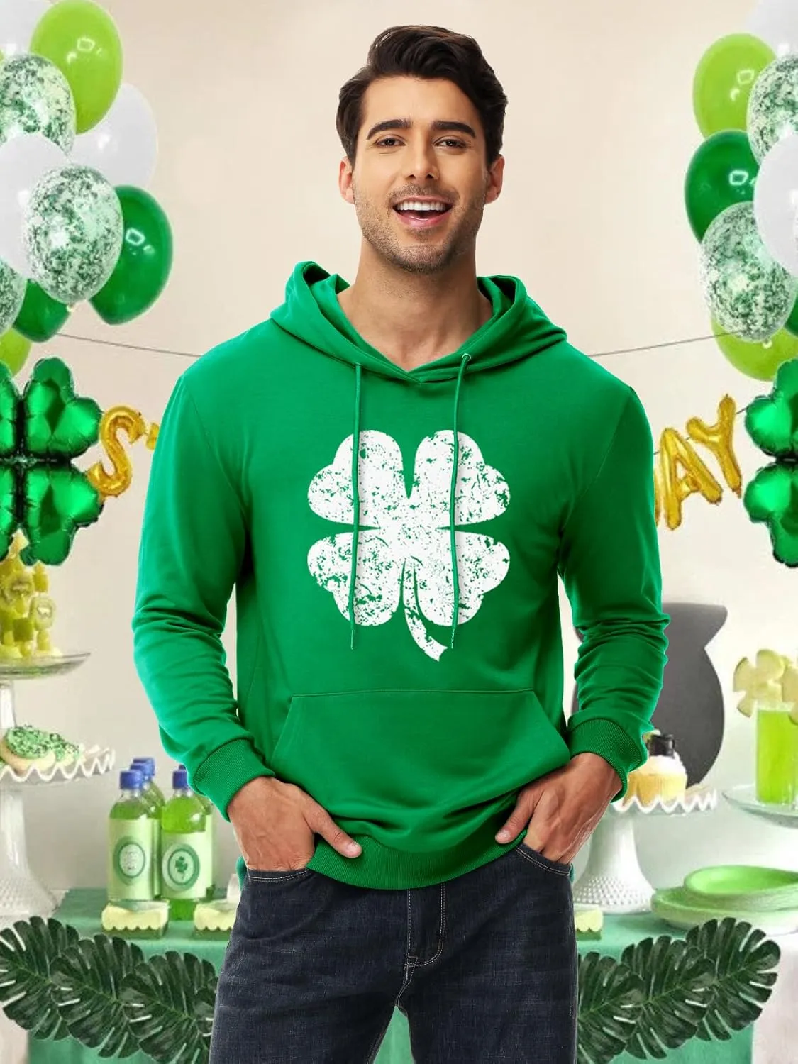 AOBUTE Mens Mardi Gras Hoodie Women St Patricks Sweatshirt Long Sleeve with Pocket