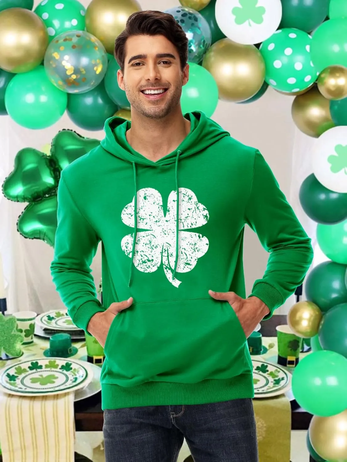 AOBUTE Mens Mardi Gras Hoodie Women St Patricks Sweatshirt Long Sleeve with Pocket