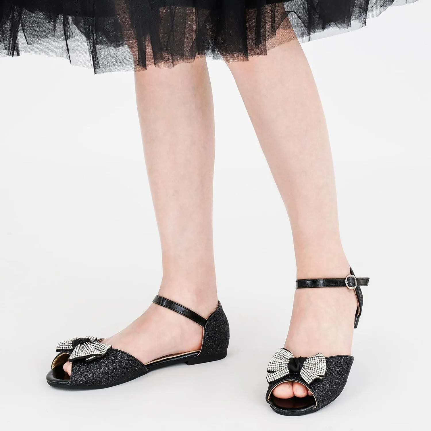 Aomigoct Girls Dress Shoes Sandals : Toddler Glitter Princess Flats for Birthday Wedding Party - Little Kid School Walking Shoe