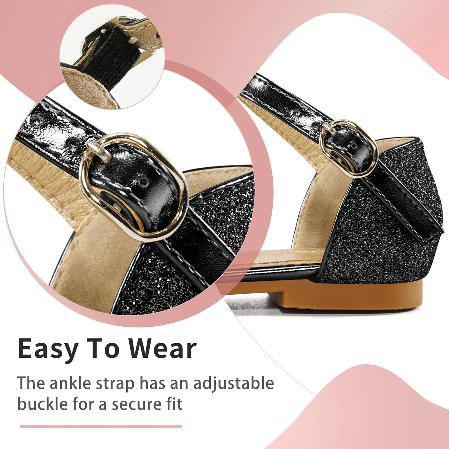 Aomigoct Girls Dress Shoes Sandals : Toddler Glitter Princess Flats for Birthday Wedding Party - Little Kid School Walking Shoe