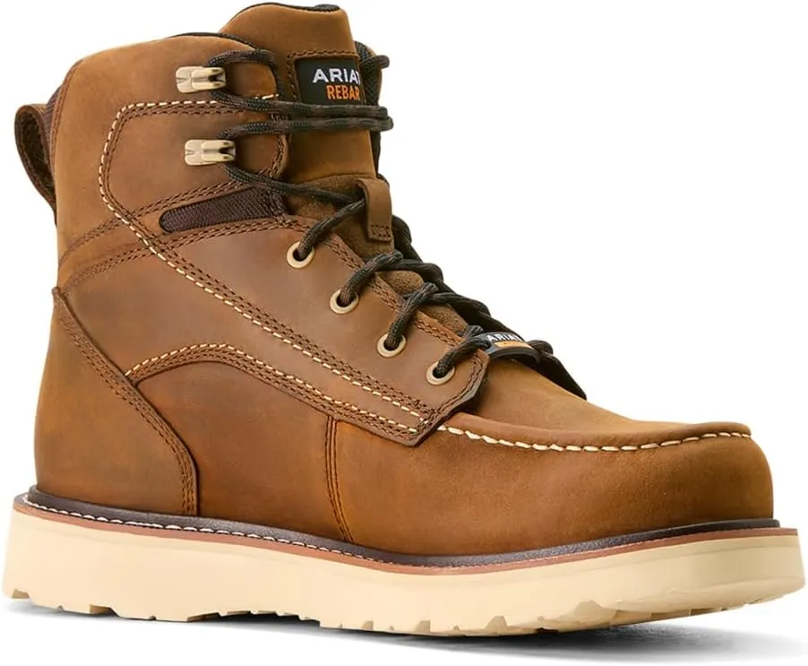 Ariat men's Rebar Wedge Moc Toe 6" Waterproof Work Boots Industrial