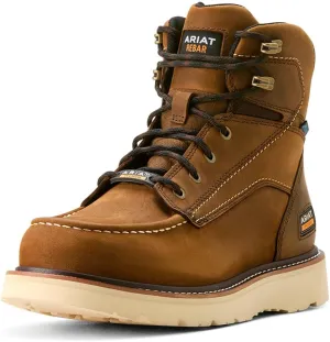 Ariat men's Rebar Wedge Moc Toe 6" Waterproof Work Boots Industrial
