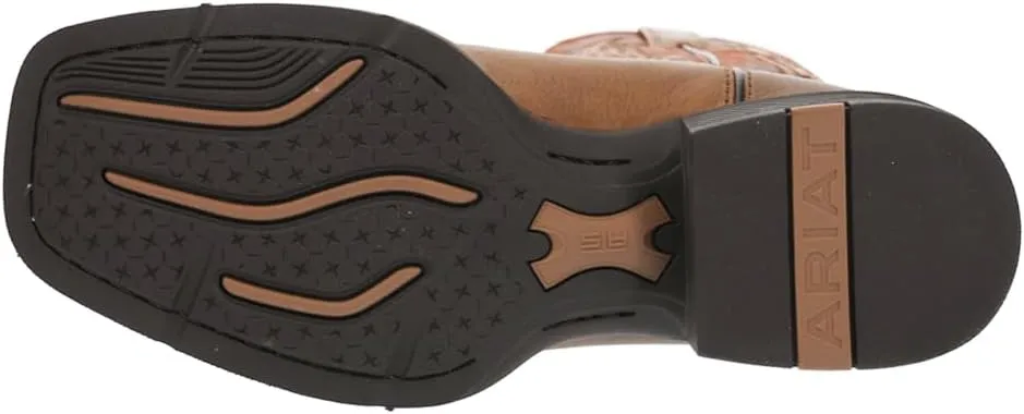 ARIAT Mens Sport Rider Wide Embroidery Square Toe Pull On Casual Boots Mid Calf - Brown