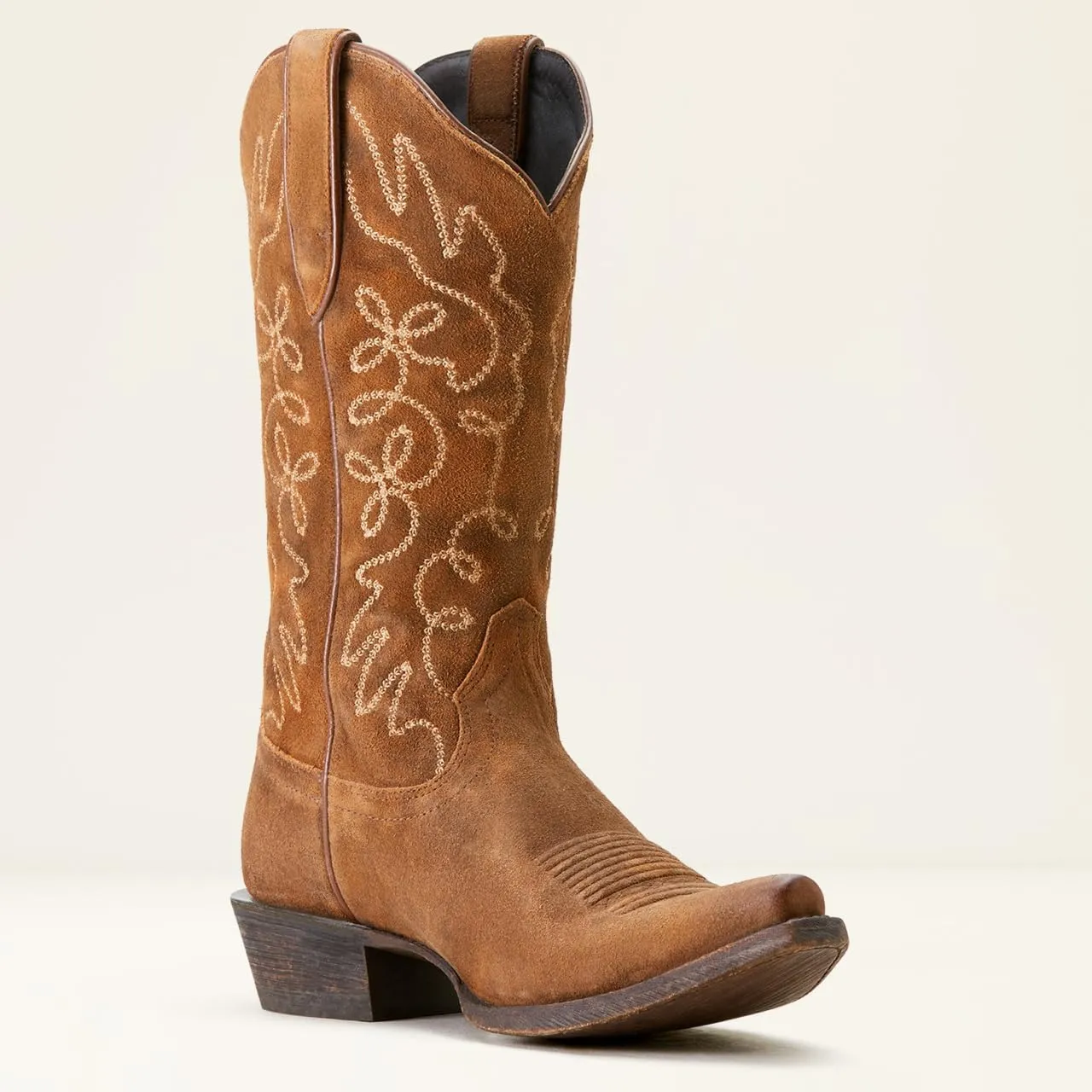 ARIAT Womens Jukebox Embroidered Snip Toe Casual Boots Mid Calf Low Heel 1-2" - Brown