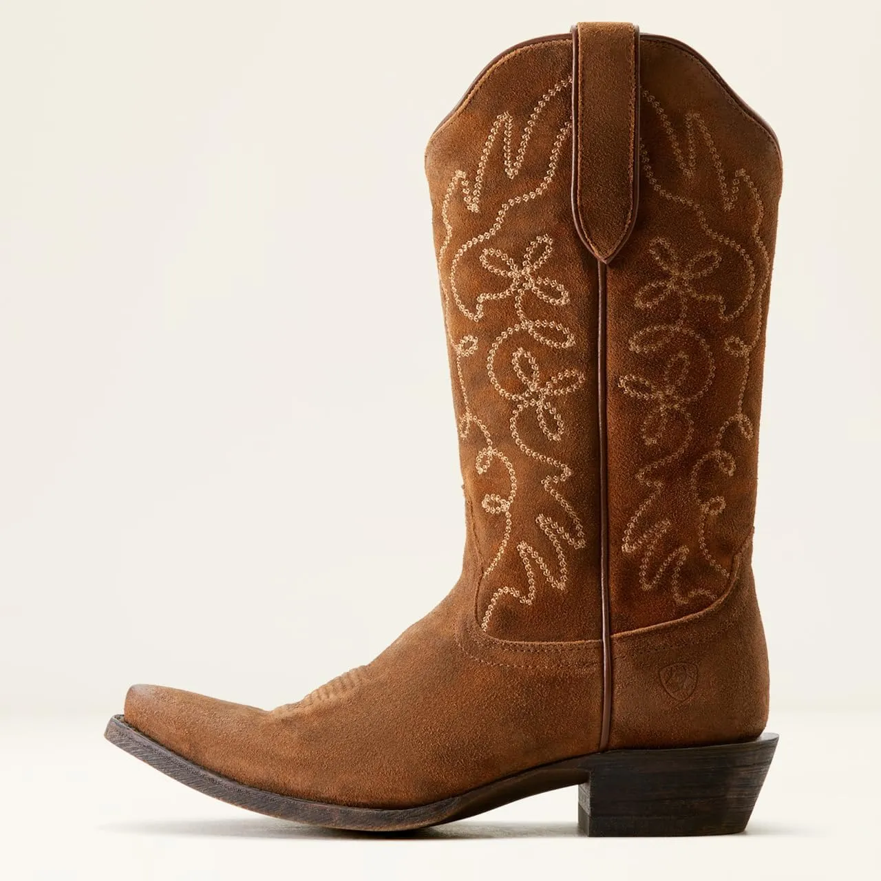 ARIAT Womens Jukebox Embroidered Snip Toe Casual Boots Mid Calf Low Heel 1-2" - Brown