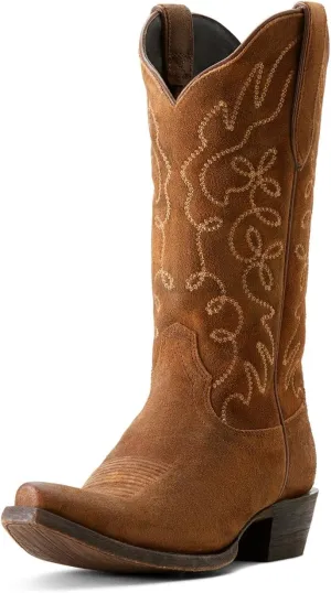 ARIAT Womens Jukebox Embroidered Snip Toe Casual Boots Mid Calf Low Heel 1-2" - Brown