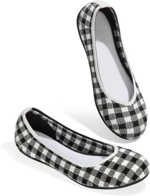 ATHMILE Women's Flat Ballet Shoes Knit Flat Shoes for Women Round Toe Slip on Women Flats for Dressy Casual Office Work Wedding Comfort Soft
