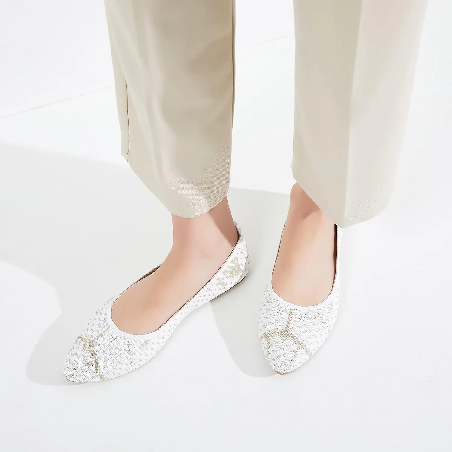 BABUDOG Women's Mesh Flats Shoes Pointed-Toe Dress Shoes for Women Black Flats Shoes Comfortable Memory Foam Flats Shoes
