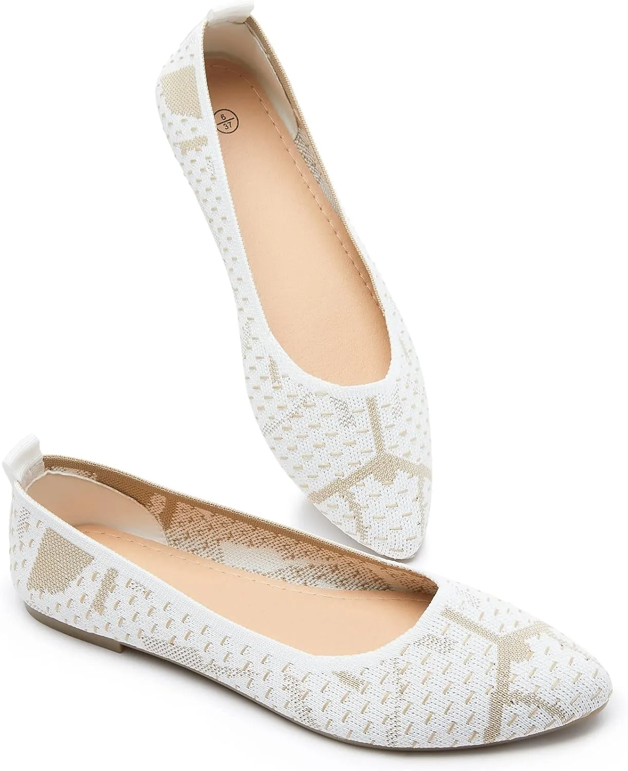 BABUDOG Women's Mesh Flats Shoes Pointed-Toe Dress Shoes for Women Black Flats Shoes Comfortable Memory Foam Flats Shoes