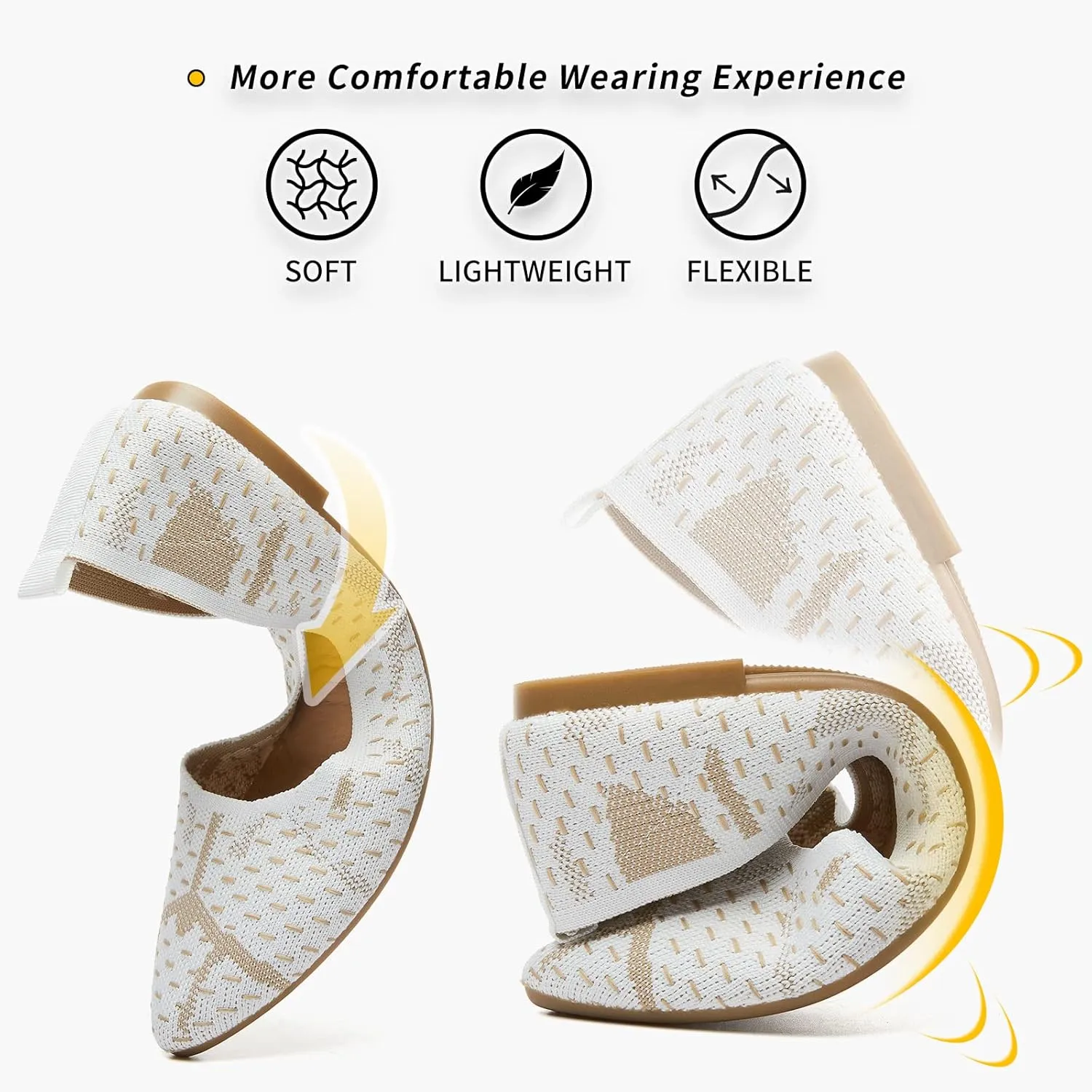 BABUDOG Women's Mesh Flats Shoes Pointed-Toe Dress Shoes for Women Black Flats Shoes Comfortable Memory Foam Flats Shoes
