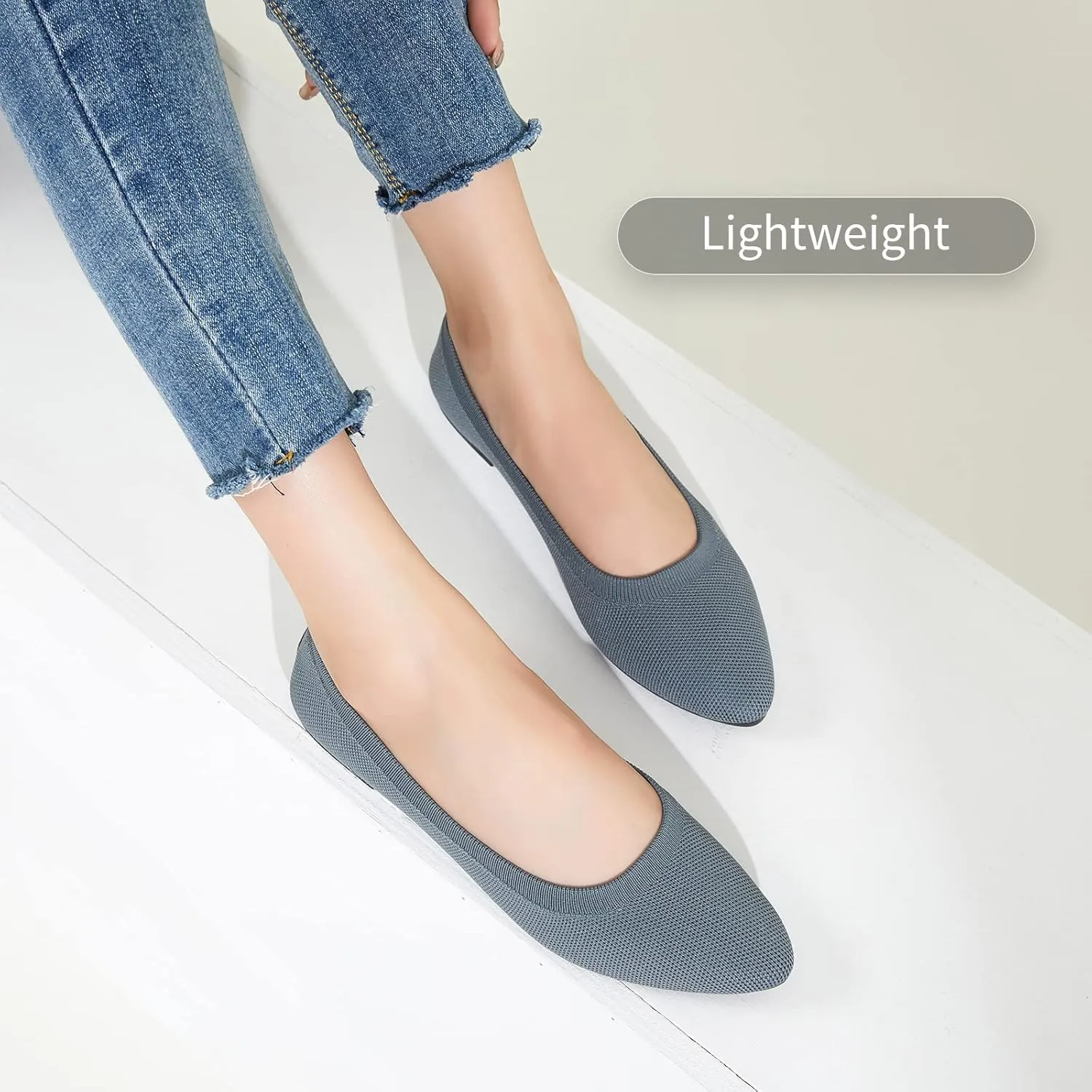 BABUDOG Women's Mesh Flats Shoes Pointed-Toe Dress Shoes for Women Black Flats Shoes Comfortable Memory Foam Flats Shoes