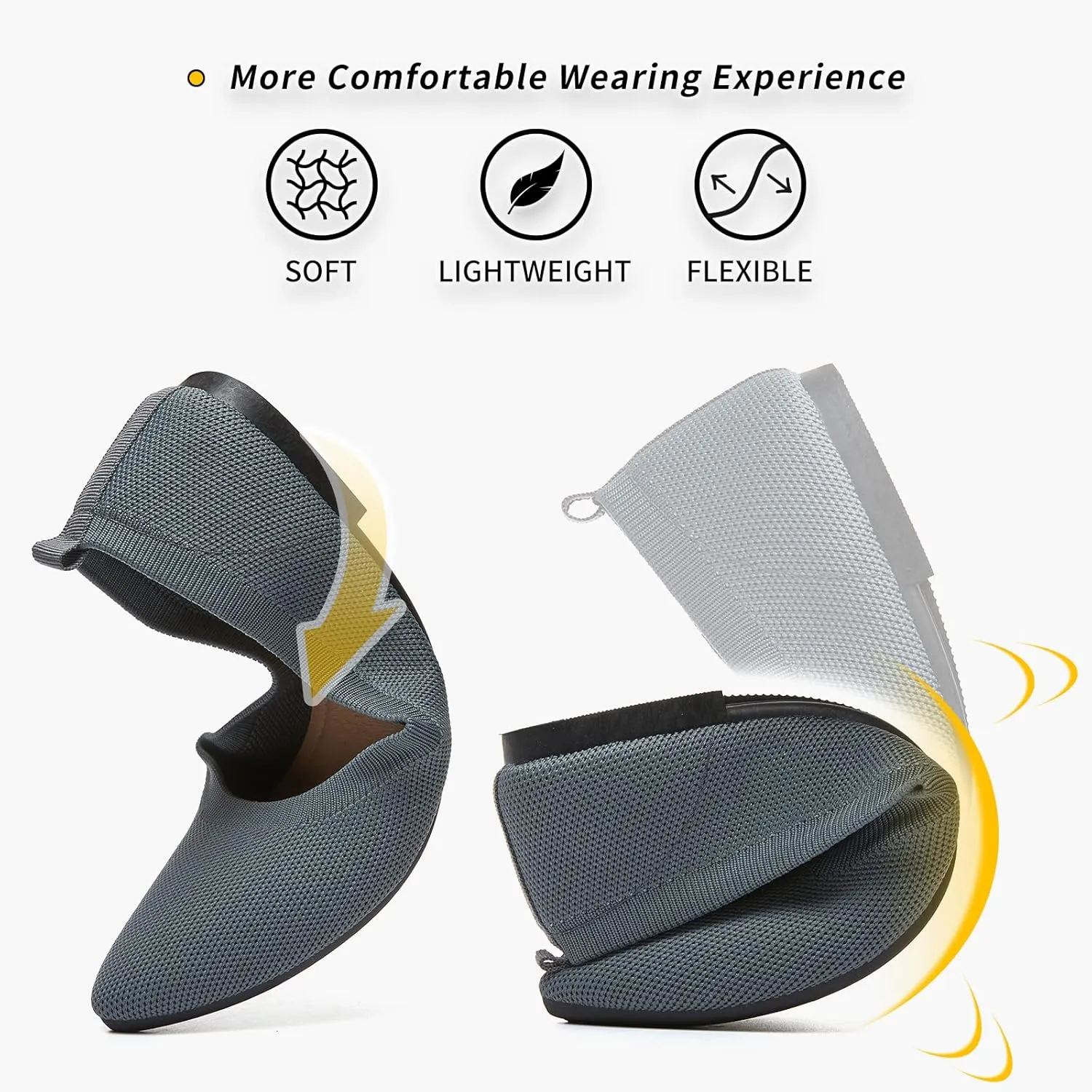 BABUDOG Women's Mesh Flats Shoes Pointed-Toe Dress Shoes for Women Black Flats Shoes Comfortable Memory Foam Flats Shoes