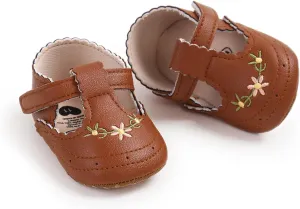 Baby Shoes Girls Mary Jane Flats Non Slip Soft Sole PU Leather Infant Toddler Sneakers First Walkers Party Christmas Dress Shoes