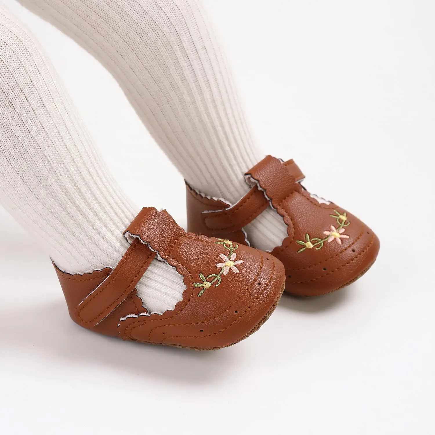 Baby Shoes Girls Mary Jane Flats Non Slip Soft Sole PU Leather Infant Toddler Sneakers First Walkers Party Christmas Dress Shoes