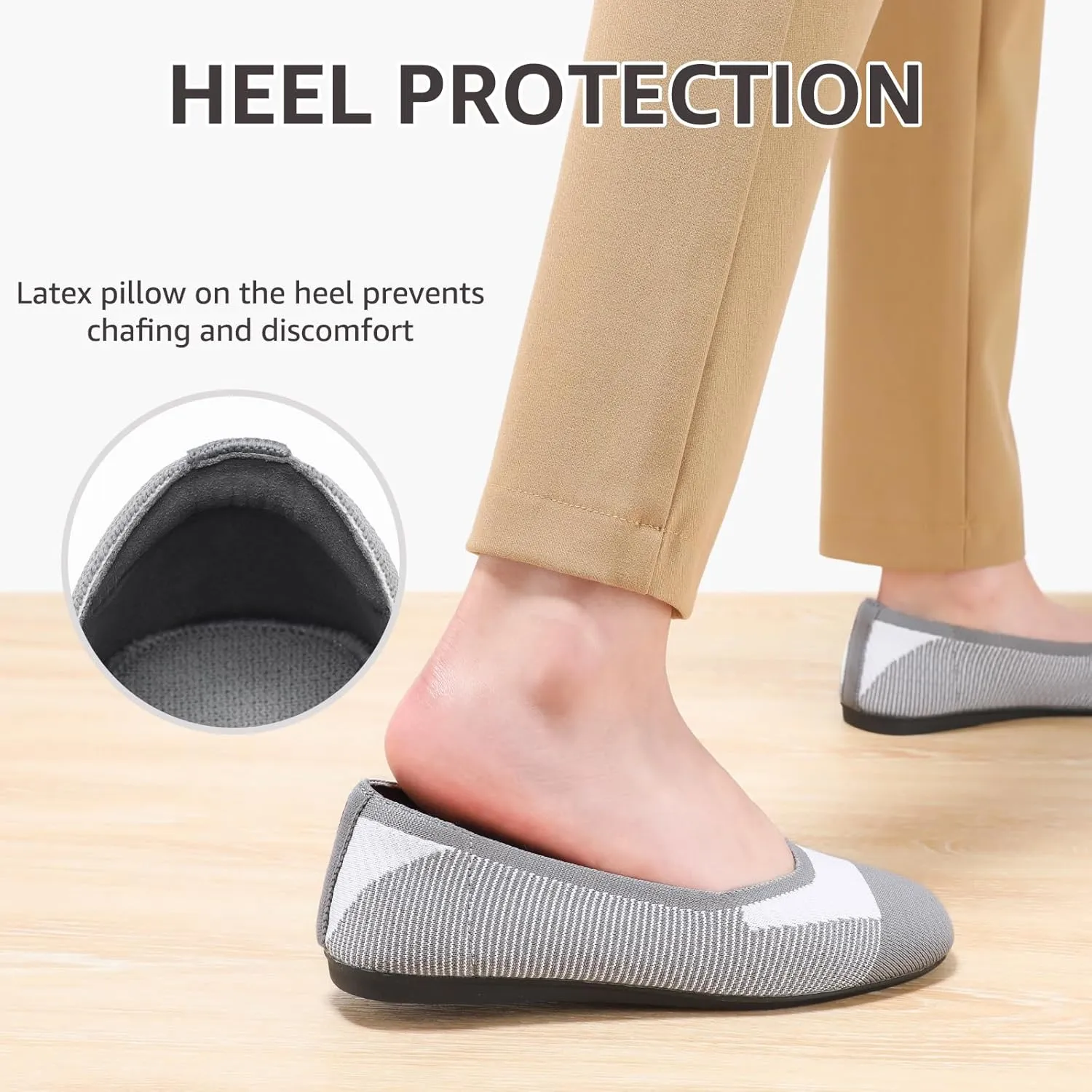 Bacia Square Toe Women's Flats Comfortable Flat Shoes for Office Work Washable