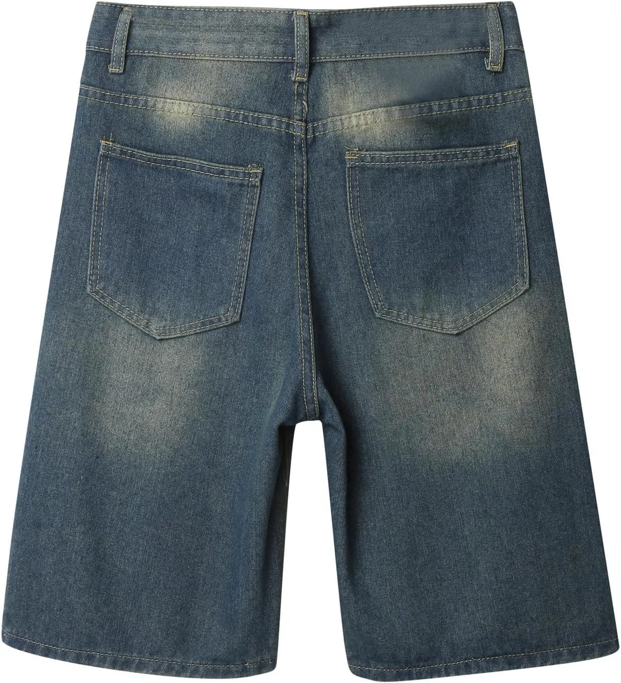Baggy Jean Shorts for Men Summer Casual Loose Fit Y2K Hip Hop Long Denim Shorts Streetwear
