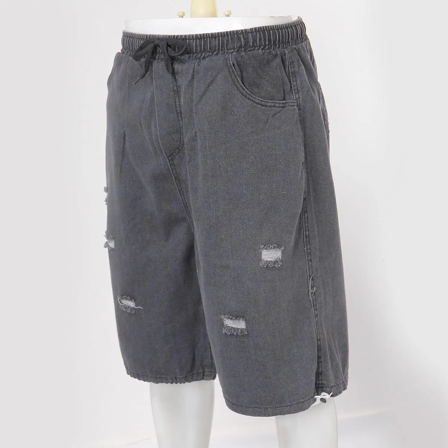 Baggy Jean Shorts for Men Summer Casual Loose Fit Y2K Hip Hop Long Denim Shorts Streetwear