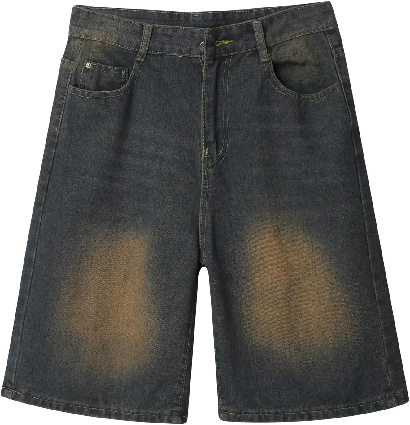 Baggy Jean Shorts for Men Summer Casual Loose Fit Y2K Hip Hop Long Denim Shorts Streetwear