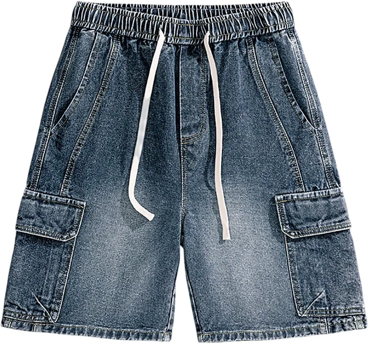 Baggy Jean Shorts for Men Summer Casual Loose Fit Y2K Hip Hop Long Denim Shorts Streetwear