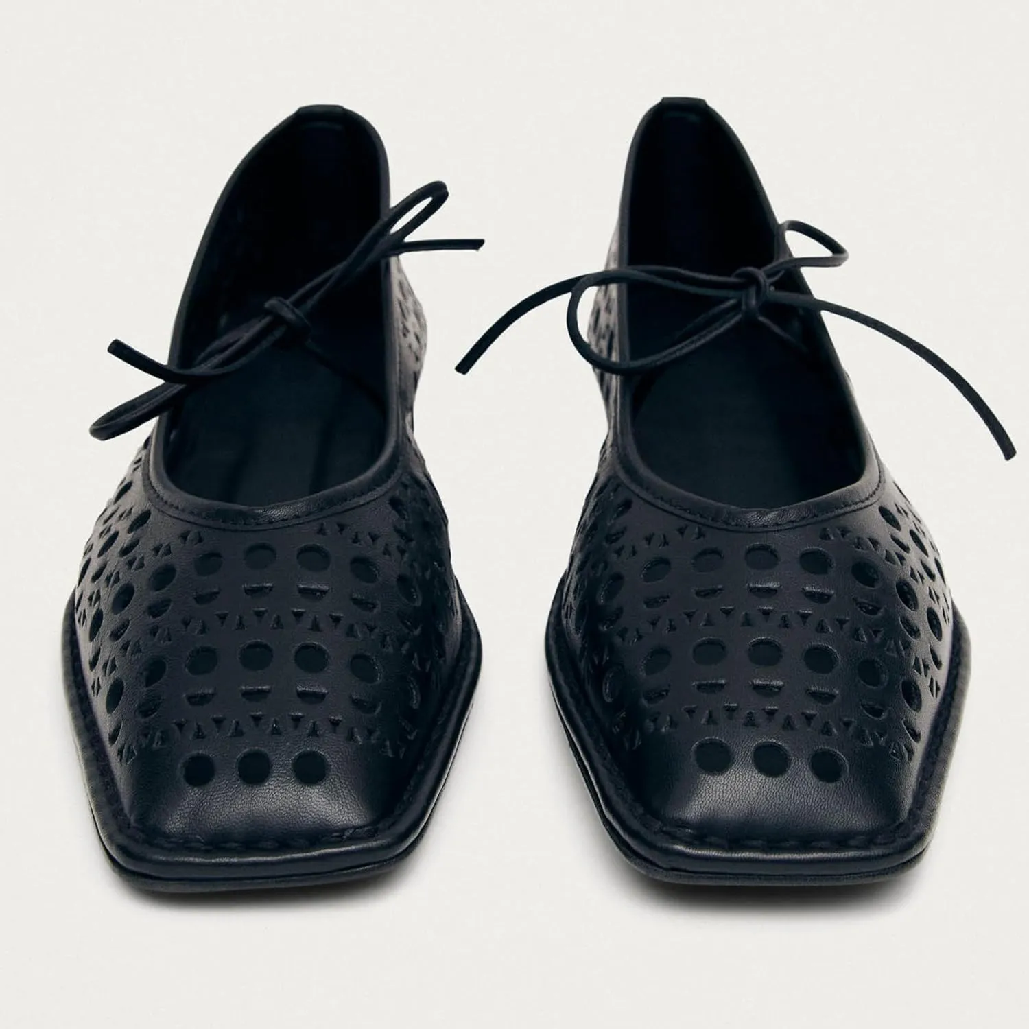 Ballet Flats for Women Lace Up Square Toe Mary Jane Flats Cute Bow Mesh Ballerina Flat Shoes