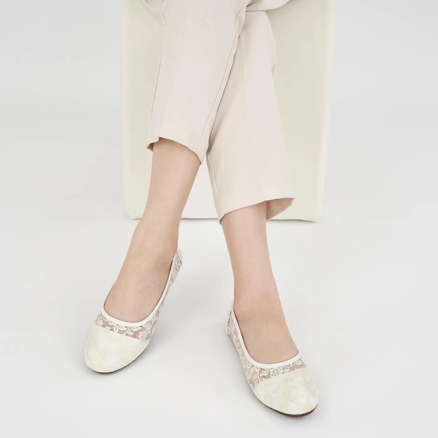 Ballet Flats for Women Shoes: Comfortable Breathable Lace Dressy Flats - Ladies Wedding Flat Casual Work Shoes