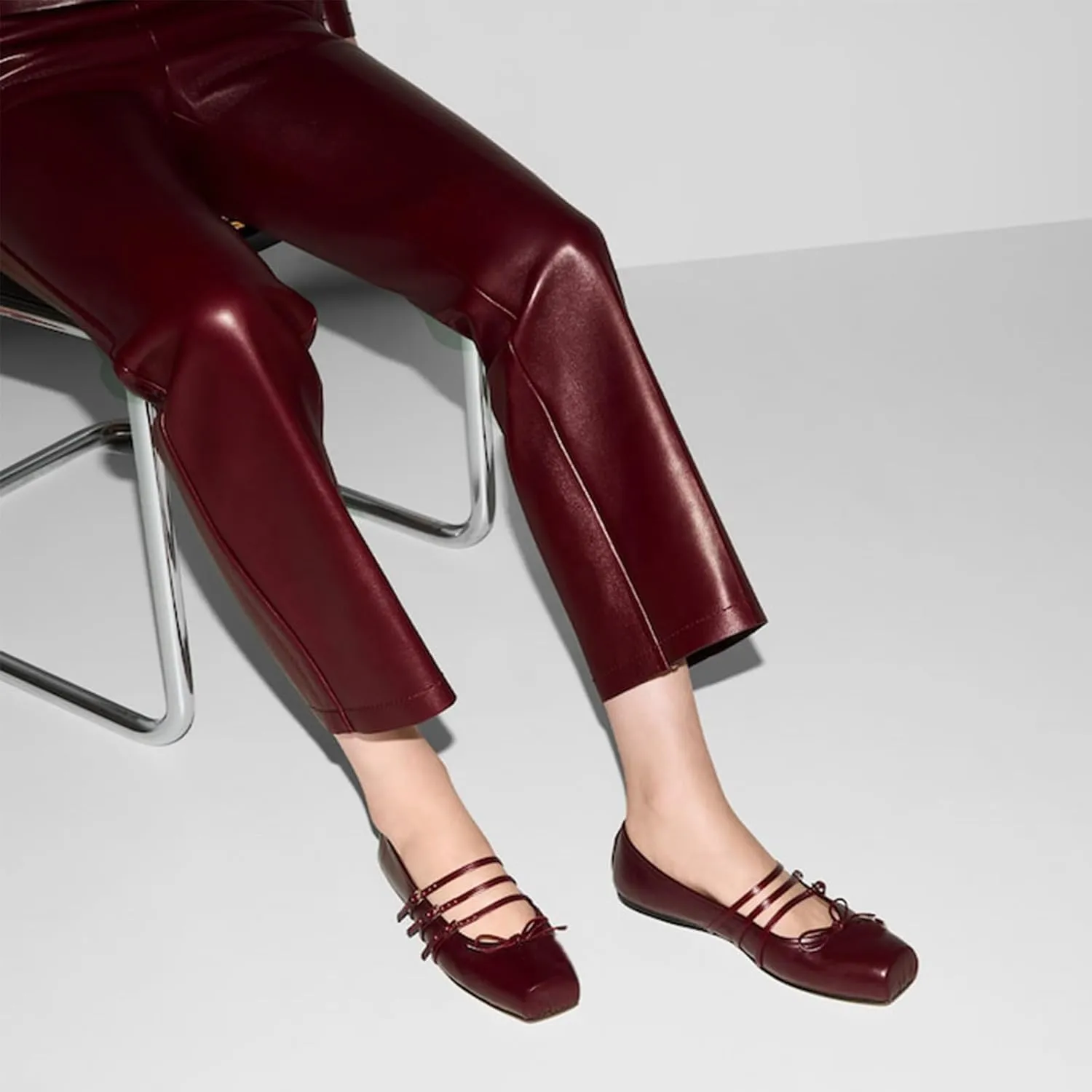 Ballet Flats Shoes for Women, Bows Slip On Comfortable Closed Square Toe Flats for Casual Dressy