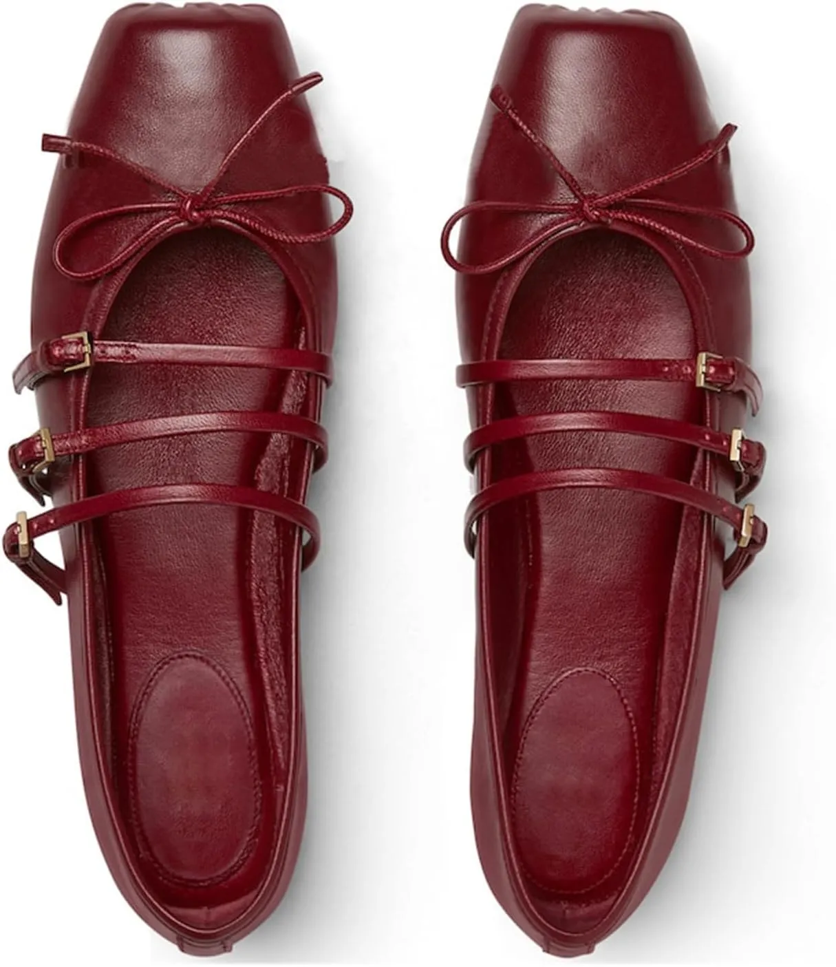 Ballet Flats Shoes for Women, Bows Slip On Comfortable Closed Square Toe Flats for Casual Dressy