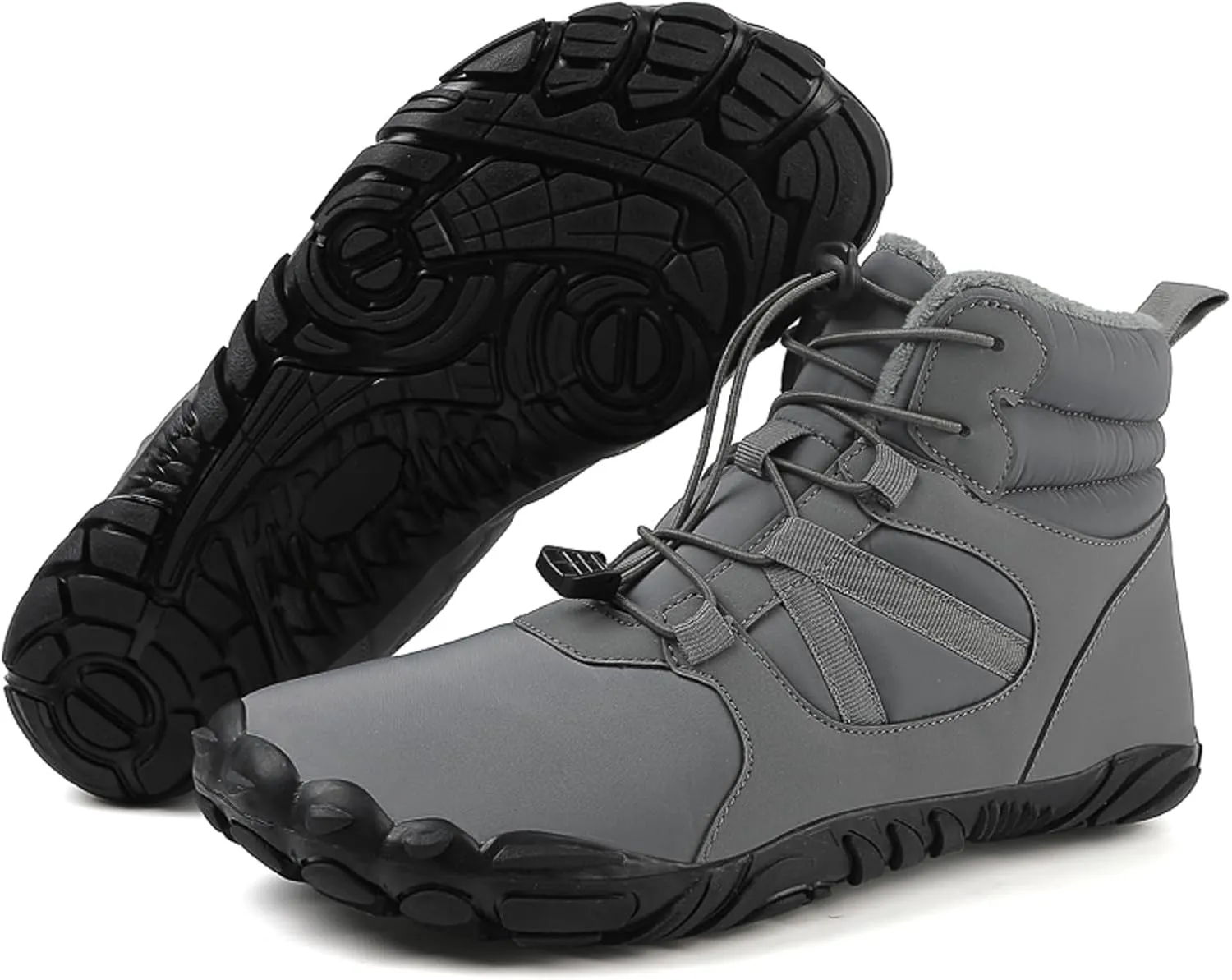 Barefoot Shoes Fur Lined Winter Mens Wide Toe Box Trail Runner Women Zero Drop Sole High top Walking Shoes Minimalist Outdoor Hiking Trekking Boots Sneakers