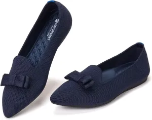 BEJINASH Women's Loafer Flats Casual Knit Fabric Lightweight Dressy Shoes Washable Elegant Pointed-Toe lace-up Bow Shoes Comfortable Ballet Shoes for Women Perfect for Daily