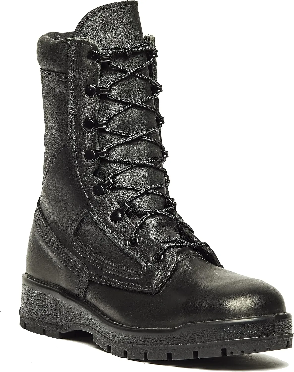 Belleville F495 ST 8 Inch US Navy General Purpose EH Rated Steel Toe Boots for Women - Black Leather with FOD Resisting Vibram Carrier Traction Outsole; Berry Compliant