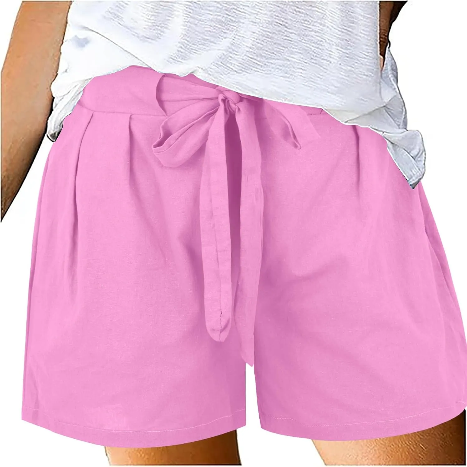 Bermuda Shorts for Women Cotton Linen Casual 2025 Wide Leg Loose Drawstring Elastic Waisted Summer Beach Outfits